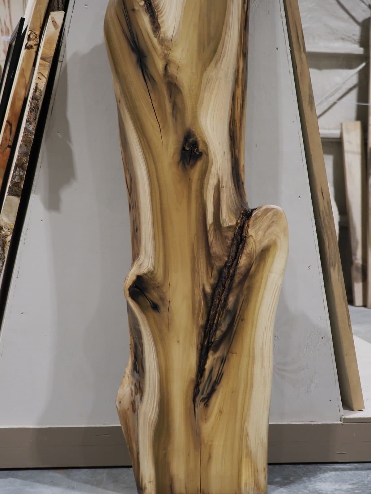 Detail of a single sanded live-edge slab surface